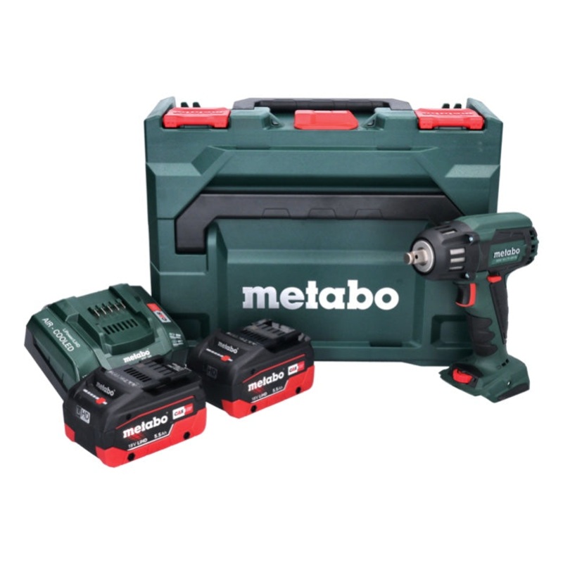 Metabo SSW 18 LTX 400 BL Atornillador de impacto a batera 18 V 400 Nm 1/2" sin escobillas + 2x batera 5,5 Ah + cargador + metaBOX