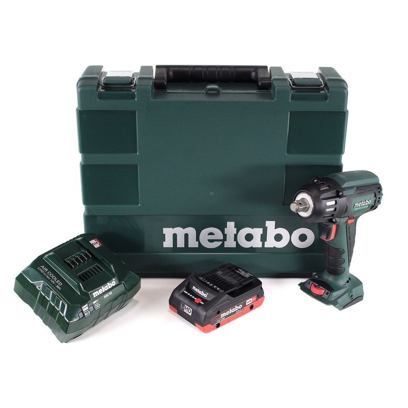 Metabo SSW 18 LTX 400 BL Atornillador de impacto inalmbrico 18V 400Nm 1/2" sin escobillas + 1x batera LIHD 4.0Ah + cargador + maletn