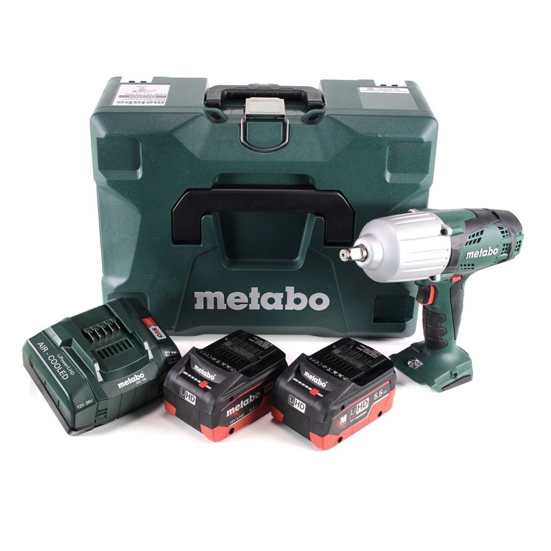 Metabo SSW 18 LTX 600 atornillador de impacto a batera 18 V 600 Nm 1/2" + 2x batera LiHD 5,5 Ah + cargador + MetaLoc