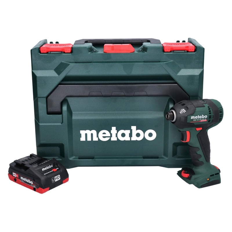 Metabo SSD 18 LTX 200 BL Atornillador de impacto inalmbrico 18 V 200 Nm 1/4" sin escobillas + 1x batera 4,0 Ah + metaBOX - sin cargador