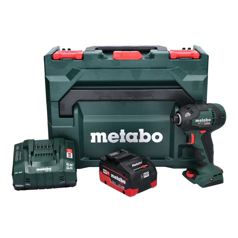 Metabo SSD 18 LTX 200 BL Atornillador de impacto inalmbrico 18 V 200 Nm 1/4" sin escobillas + 1x batera 5,5 Ah + cargador + metaBOX