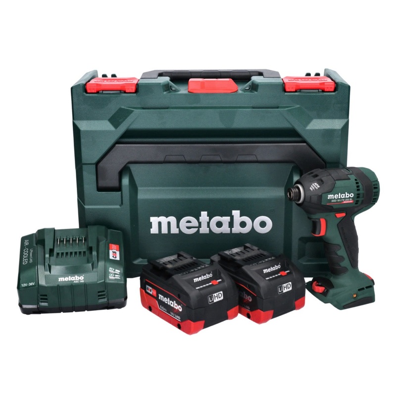 Metabo SSD 18 LTX 200 BL Atornillador de impacto inalmbrico 18 V 200 Nm 1/4" sin escobillas + 2x batera 5,5 Ah + cargador + metaBOX