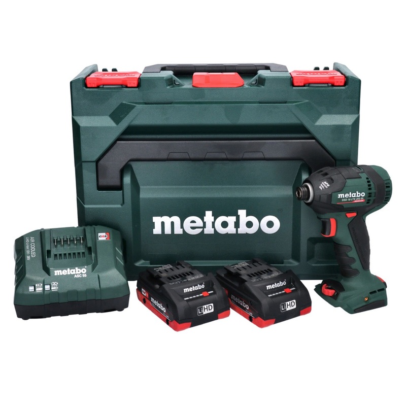 Metabo SSD 18 LTX 200 BL Atornillador de impacto inalmbrico 18 V 200 Nm 1/4" sin escobillas (602396800) + 2x batera 4,0 Ah + cargador + metaBOX