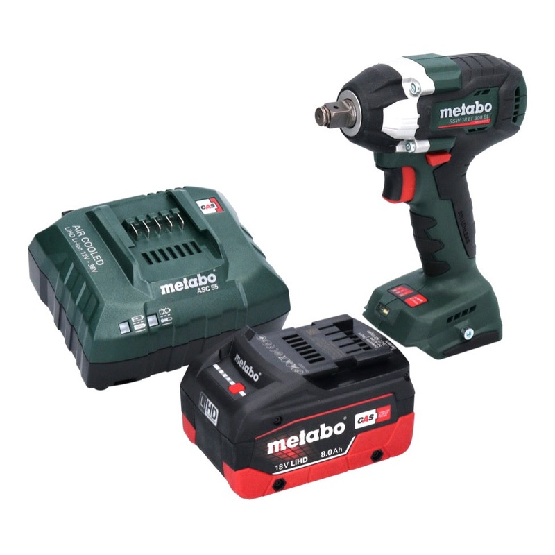 Metabo SSW 18 LT 300 BL Atornillador de impacto a batera 18 V 300 Nm 1/2" sin escobillas + 1x batera 8,0 Ah + cargador