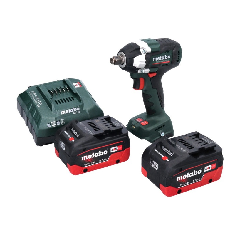 Metabo SSW 18 LT 300 BL Atornillador de impacto a batera 18 V 300 Nm 1/2" sin escobillas + 2x bateras 5,5 Ah + cargador
