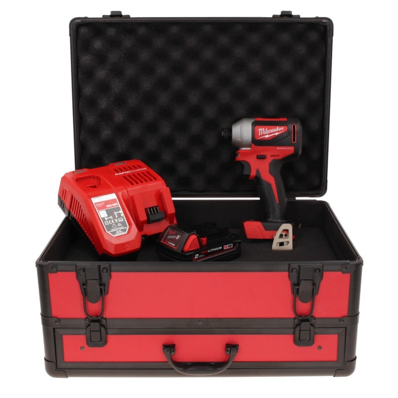 Milwaukee M18 BLID2-201FC TX Atornillador de impacto inalmbrico 18 V 180 Nm 1/4" sin escobillas + 1x batera 2.0 Ah + cargador + maletn TX