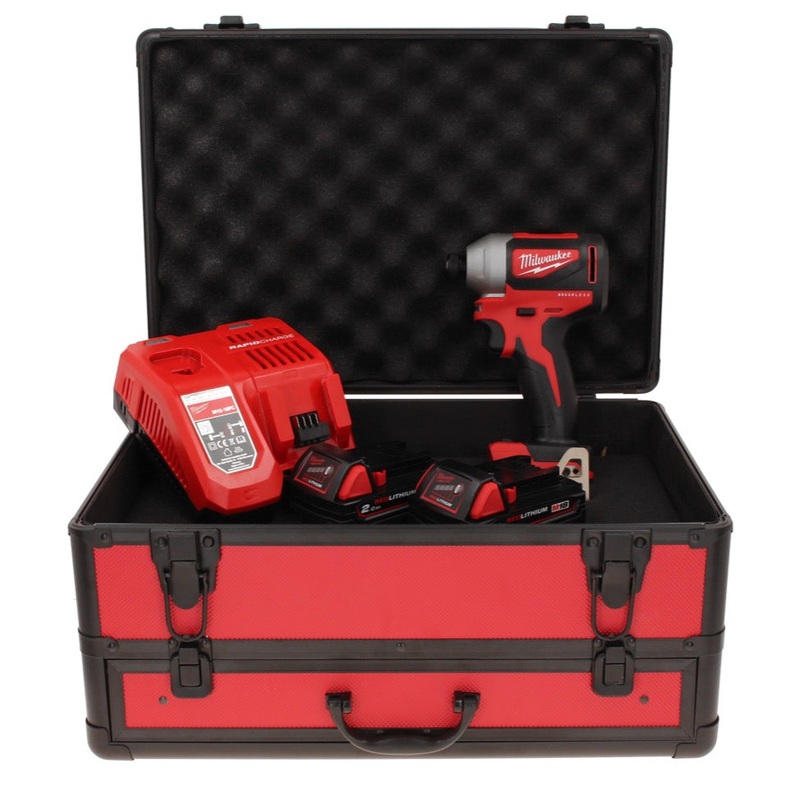 Milwaukee M18 BLID2-202FC TX Atornillador de impacto inalmbrico 18 V 180 Nm 1/4" sin escobillas + 2x batera 2.0 Ah + cargador + maletn TX