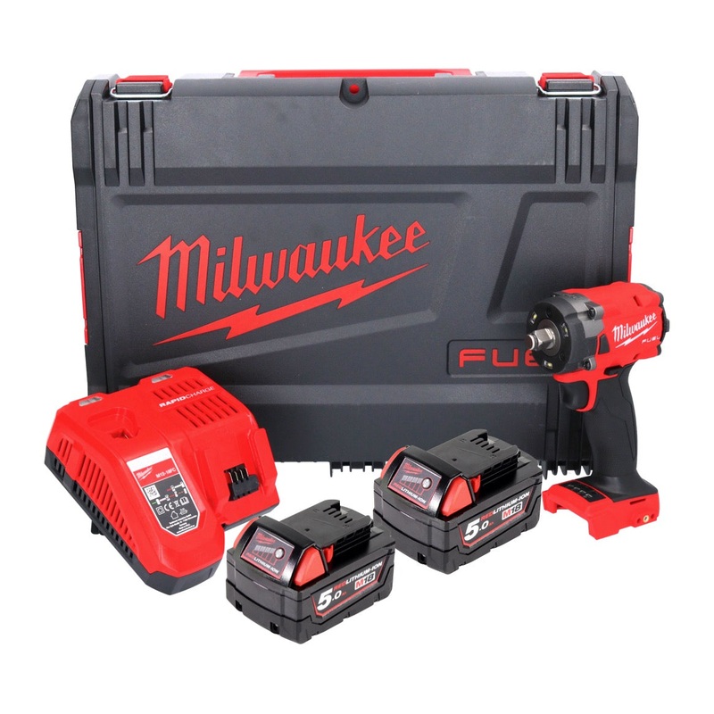 Milwaukee M18 FIW2F12-502X llave de impacto a batera 18 V 339 Nm 1/2" sin escobillas (4933478444) + 2x batera 5,0 Ah + cargador + caja HD