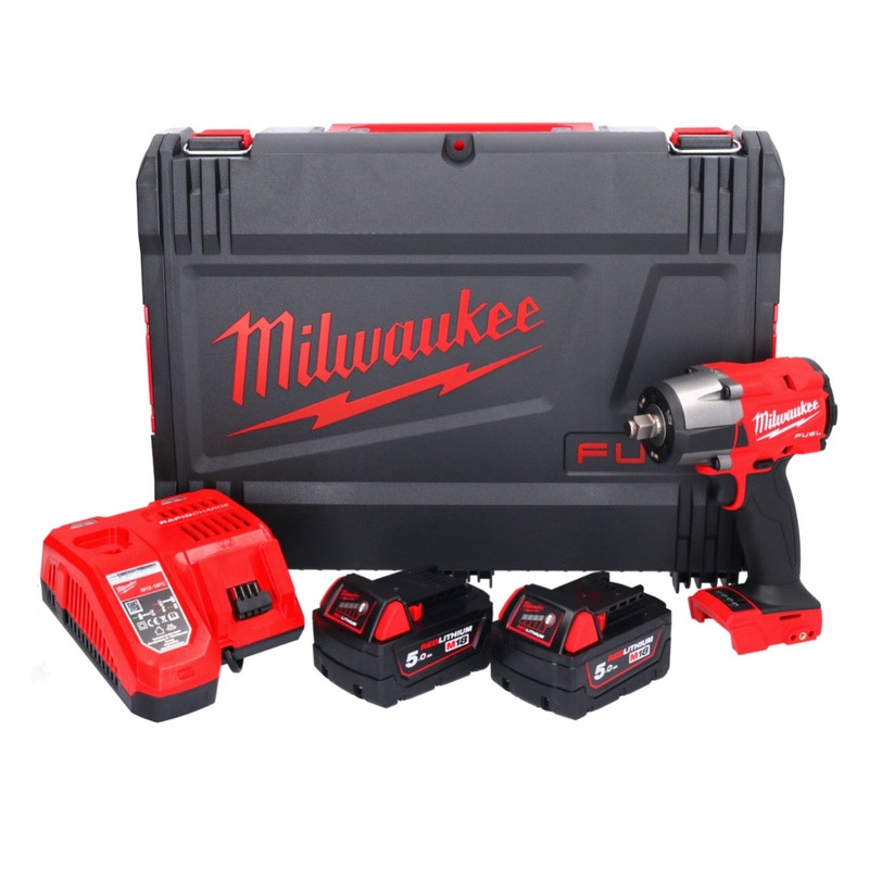 Milwaukee M18 FMTIW2F12-502X Llave de impacto a batera 18 V 745 Nm 1/2" sin escobillas (4933478450) + 2x batera 5,0 Ah + cargador + caja HD