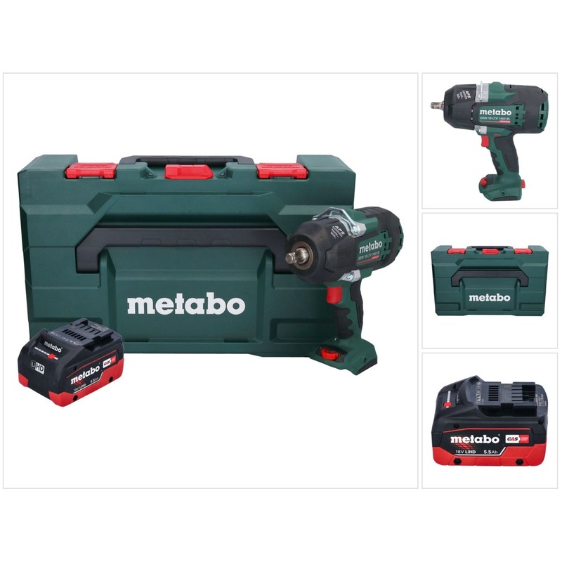 Metabo SSW 18 LTX 1450 BL Atornillador de impacto a batera 18 V 1450 Nm sin escobillas + 1x batera 5,5 Ah + metaBOX - sin cargador