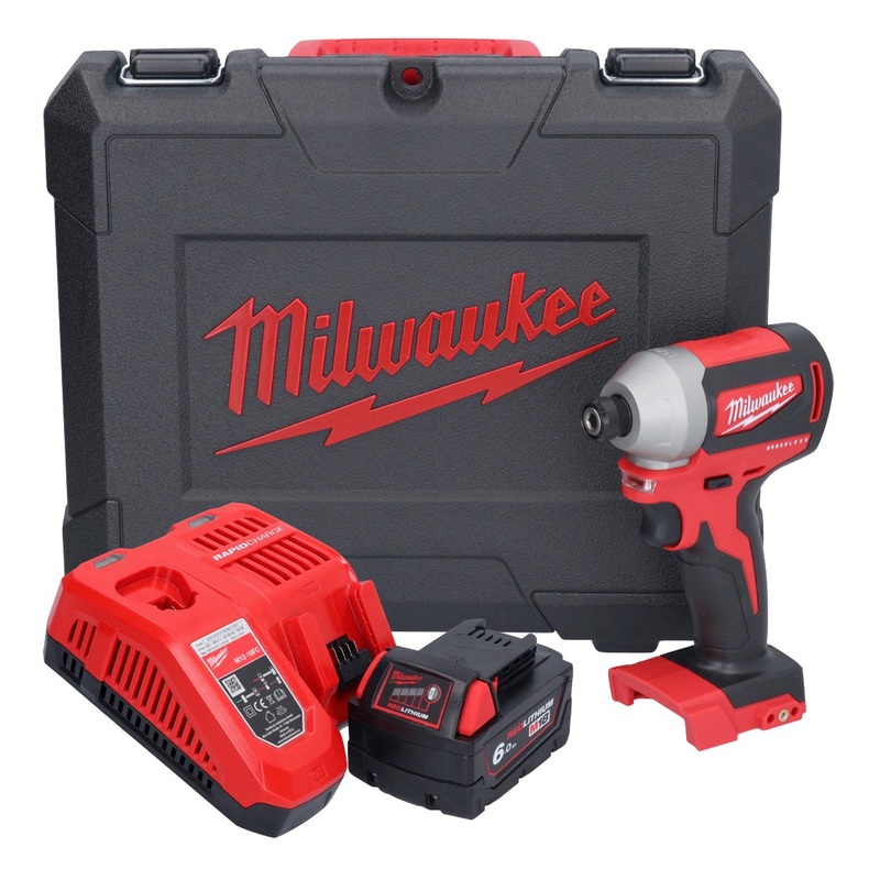 Milwaukee M18 CBLID-601C llave de impacto inalmbrica 18 V 180 Nm 1/4" sin escobillas + 1x batera 6,0 Ah + cargador + estuche