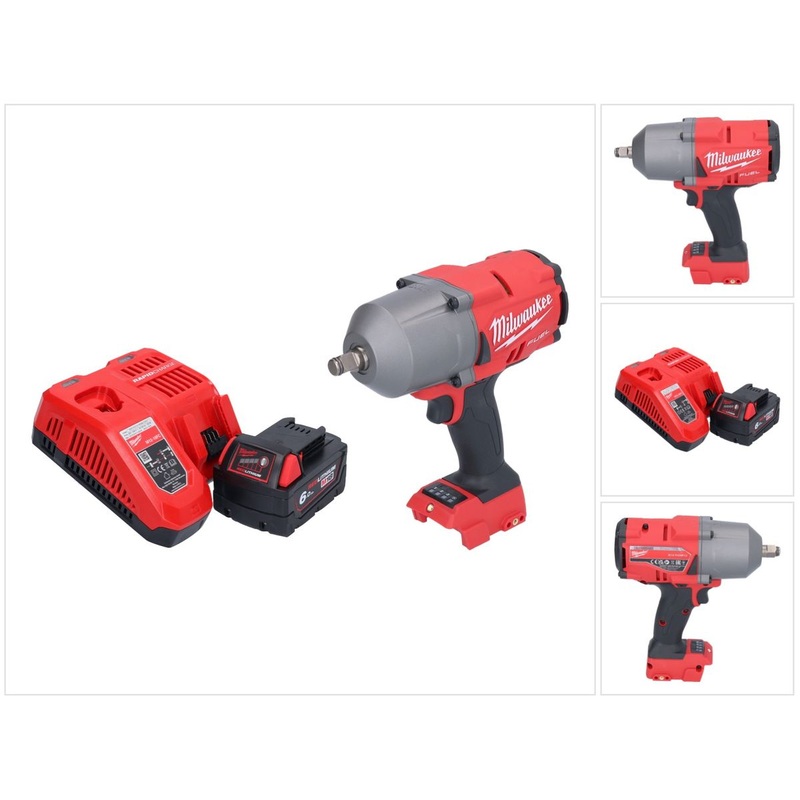 Milwaukee M18 FHIWF12-601 atornillador de impacto inalmbrico 18 V 1356 Nm 1/2" sin escobillas + 1x batera 6,0 Ah + cargador