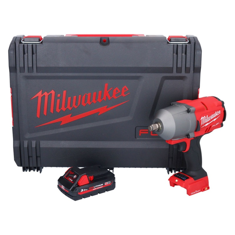 Milwaukee M18 ONEFHIWF12-301X Llave de impacto inalmbrica 18 V 1356 Nm 1/2" sin escobillas + 1x batera 3,0 Ah + caja HD - sin cargador