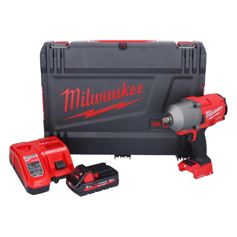 Milwaukee M18 ONEFHIWF12-301X Llave de impacto inalmbrica 18 V 1356 Nm 1/2" sin escobillas + 1x batera 3,0 Ah + cargador + caja HD