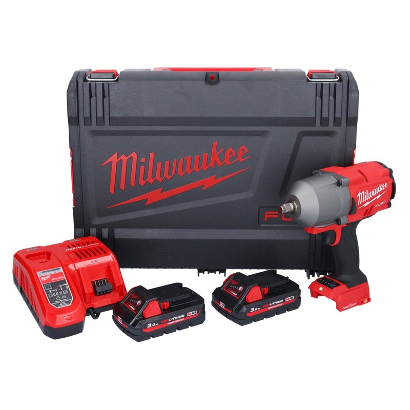 Milwaukee M18 ONEFHIWF12-302X Llave de impacto inalmbrica 18 V 1356 Nm 1/2" sin escobillas + 2x batera 3,0 Ah + cargador + caja HD