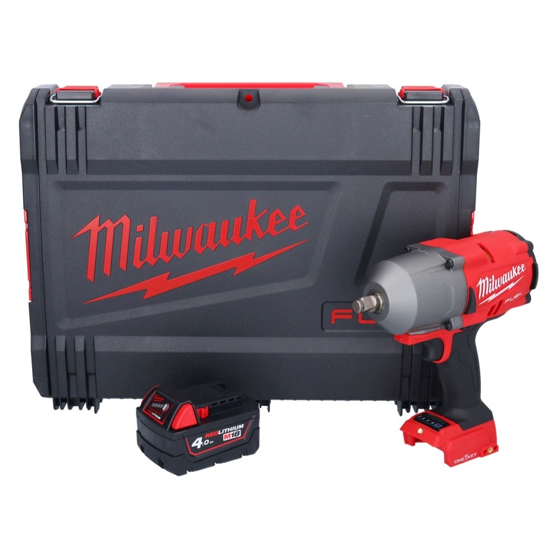 Milwaukee M18 ONEFHIWF12-401X Llave de impacto inalmbrica 18 V 1356 Nm 1/2" sin escobillas + 1x batera 4,0 Ah + caja HD - sin cargador