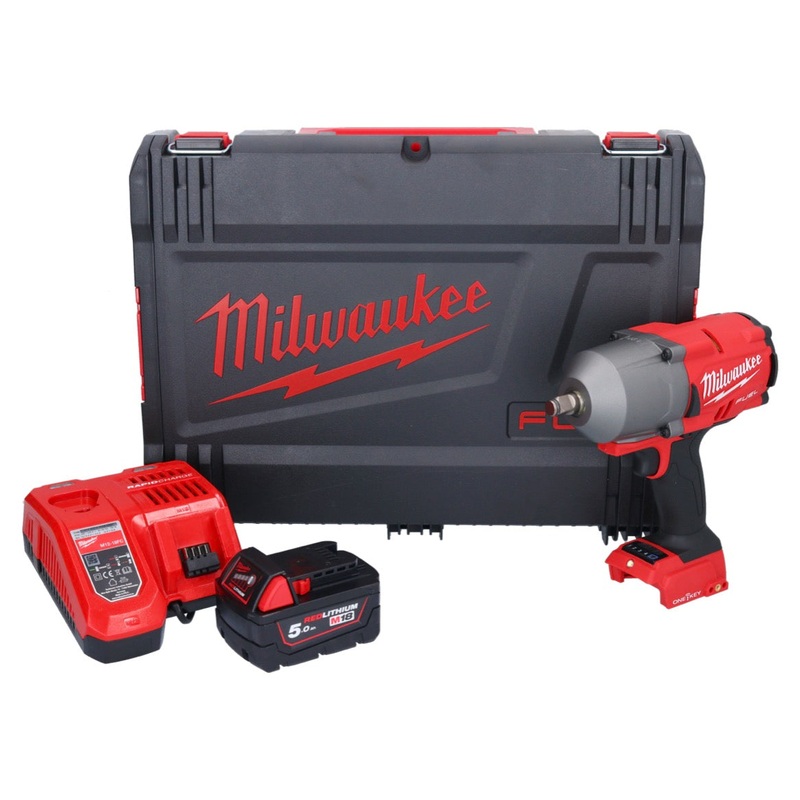Milwaukee M18 ONEFHIWF12-501X Llave de impacto inalmbrica 18 V 1356 Nm 1/2" sin escobillas + 1x batera 5,0 Ah + cargador + caja HD