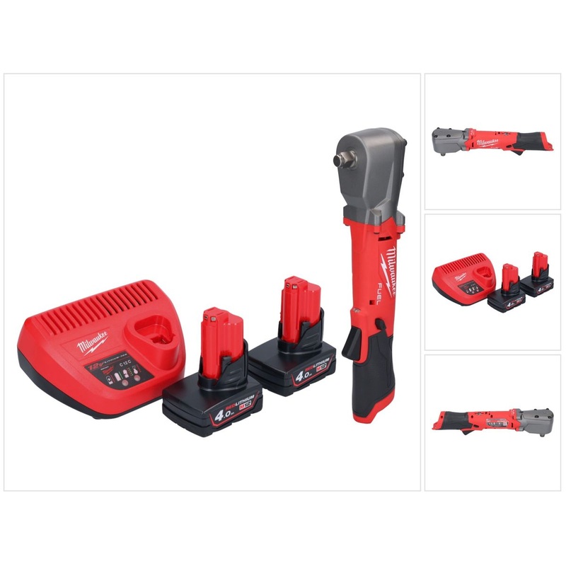 Milwaukee M12 FRAIWF12-402 llave de impacto angular a batera 12 V 1/2" 270 Nm sin escobillas + 2x batera 4,0 Ah + cargador