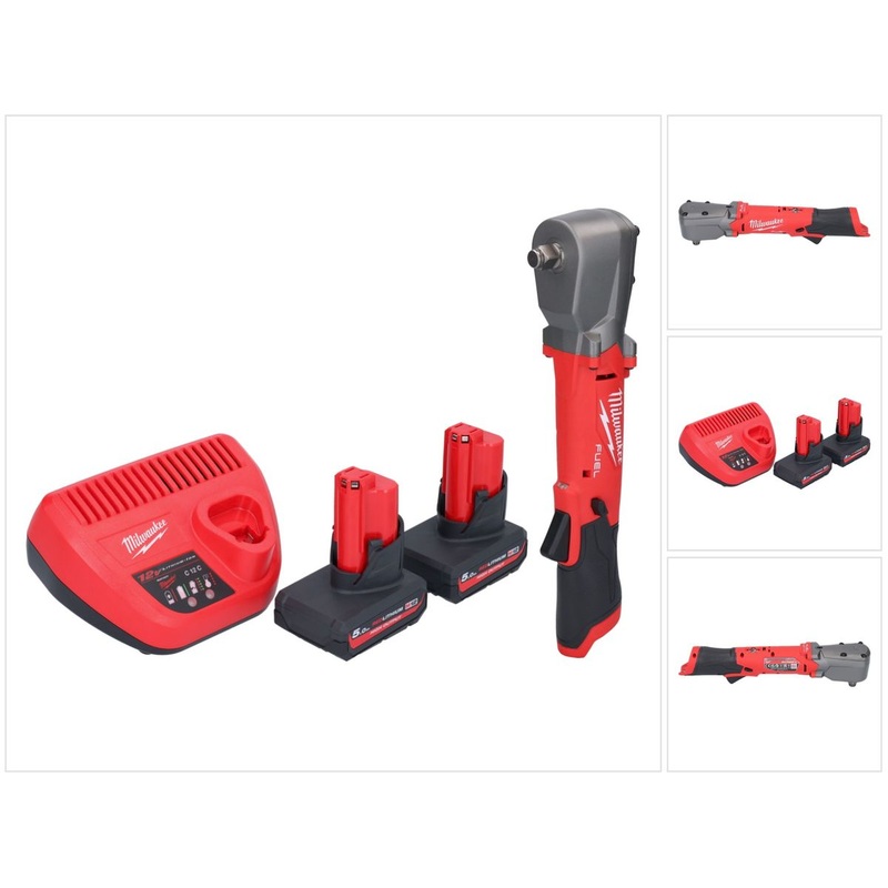 Milwaukee M12 FRAIWF12-502 llave de impacto angular a batera 12 V 1/2" 270 Nm sin escobillas + 2x bateras 5,0 Ah + cargador