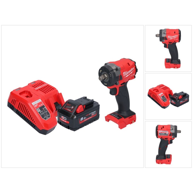 Milwaukee M18 FIW2F12-801 atornillador de impacto inalmbrico 18 V 339 Nm 1/2" sin escobillas + 1x batera 8,0 Ah + cargador