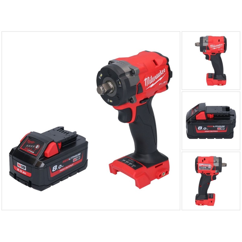 Milwaukee M18 FIW2F12-801 llave de impacto inalmbrica 18 V 339 Nm 1/2" sin escobillas + 1x batera 8,0 Ah - sin cargador