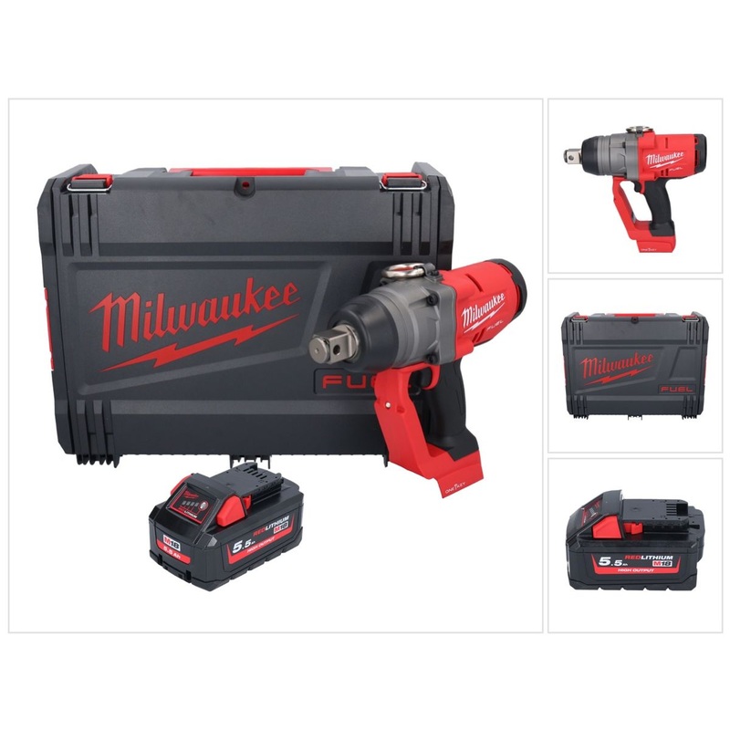 Milwaukee M18 ONEFHIWF1-551X Llave de impacto inalmbrica 18 V 2033 Nm 1 sin escobillas + 1x batera 5,5 Ah + caja HD - sin cargador