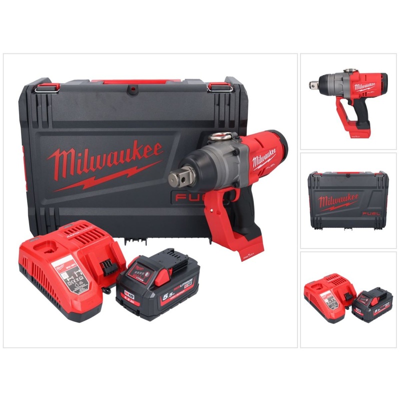 Milwaukee M18 ONEFHIWF1-551X Llave de impacto inalmbrica 18 V 2033 Nm 1 sin escobillas + 1x batera 5,5 Ah + cargador + caja HD