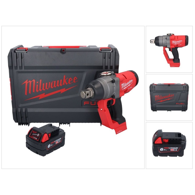 Milwaukee M18 ONEFHIWF1-601X Llave de impacto inalmbrica 18 V 2033 Nm 1 sin escobillas + 1x batera 6,0 Ah + caja HD - sin cargador
