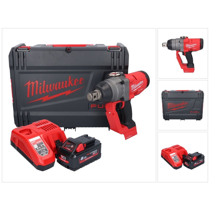 Milwaukee M18 ONEFHIWF1-801X Llave de impacto inalmbrica 18 V 2033 Nm 1 sin escobillas + 1x batera 8,0 Ah + cargador + caja HD