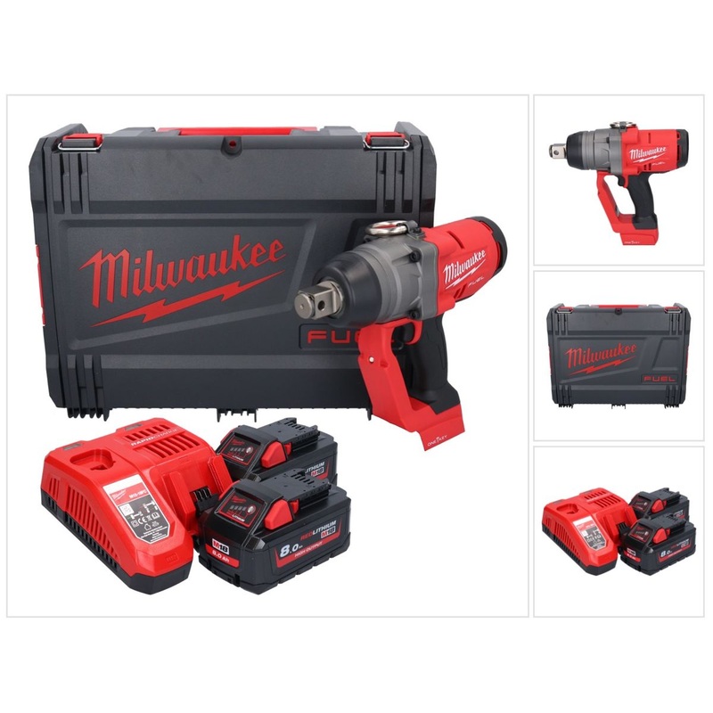 Milwaukee M18 ONEFHIWF1-802X Llave de impacto inalmbrica 18 V 2033 Nm 1 sin escobillas (4933459733) + 2x batera 8,0 Ah + cargador + caja HD