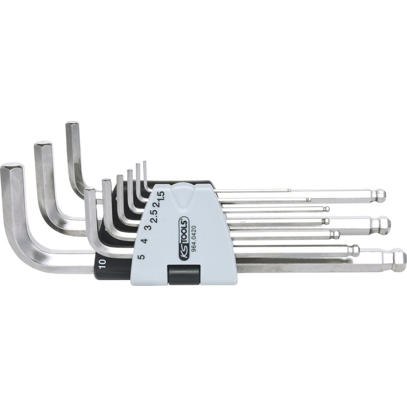 KS TOOLS ACERO INOXIDABLE Juego de llaves Allen, 9 piezas ( 964.0420 )