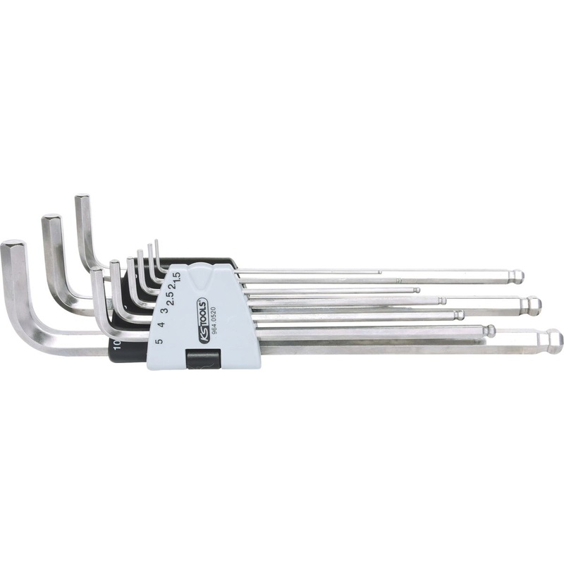 KS TOOLS ACERO INOXIDABLE Juego de llaves Allen XL, 9 piezas ( 964.0520 )