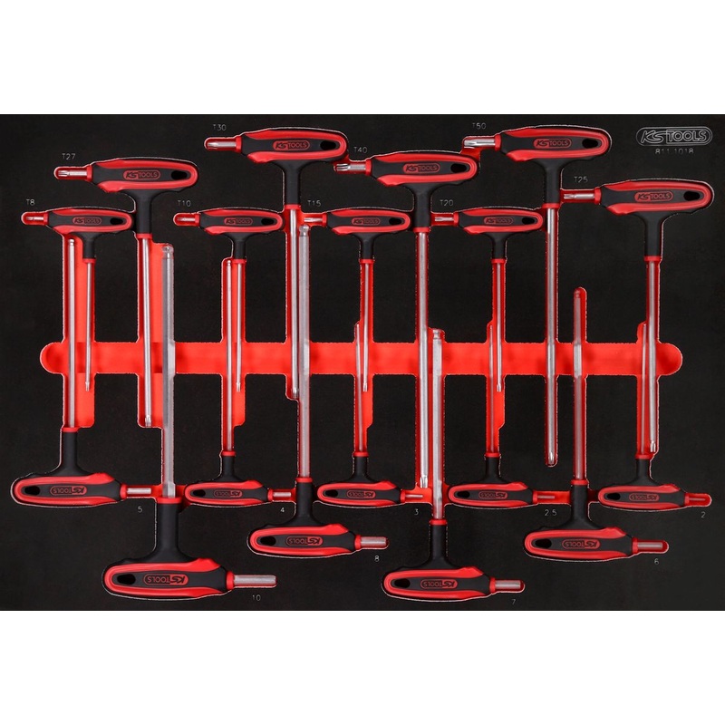 KS TOOLS Juego de llaves acodadas con mango en T con inserto de espuma, 18 piezas ( 811.1018 )