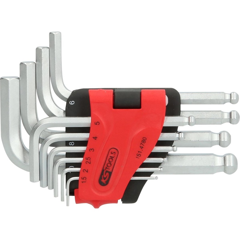 KS TOOLS Juego de llaves Allen de cabeza esfrica, 10 piezas, cortas, 1,5-10 mm ( 151.4780 )