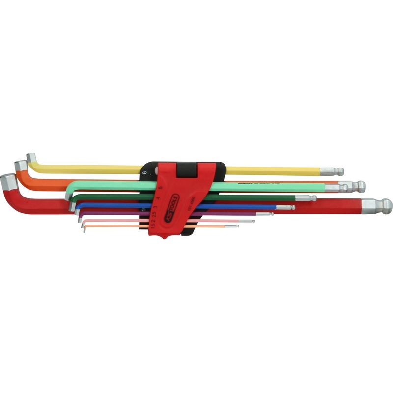 KS TOOLS Juego de llaves de vaso hexagonales con cabeza esfrica, acodadas 108, 9 piezas ( 151.4560 )