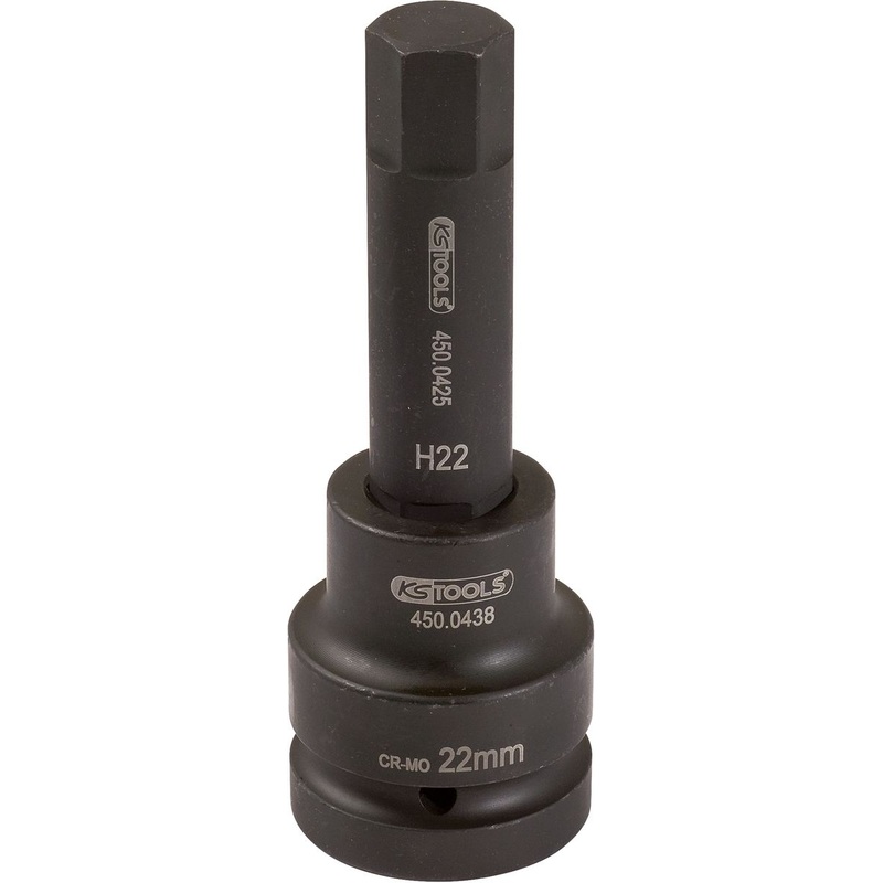 KS TOOLS Vaso con punta de impacto de 1", vaso hexagonal, largo, 30 mm ( 450.0496 )