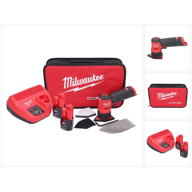 Amoladora puntual a batera Milwaukee M12 FDSS-202B 12 V 88,8 x 63,5 mm + 2x bateras 2,0 Ah + cargador