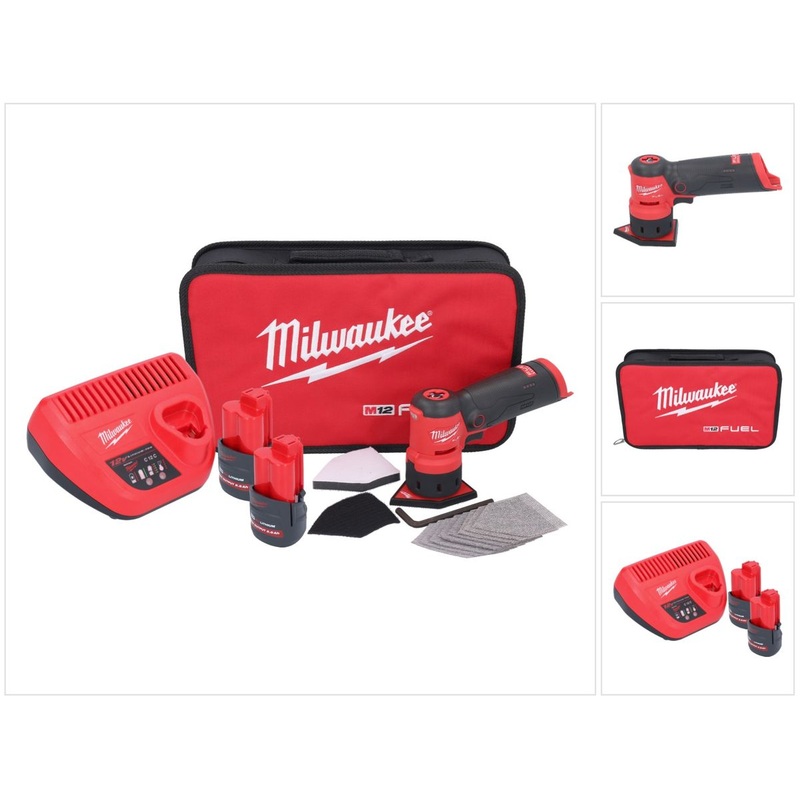 Amoladora puntual a batera Milwaukee M12 FDSS-252B 12 V 88,8 x 63,5 mm + 2x bateras 2,5 Ah + cargador