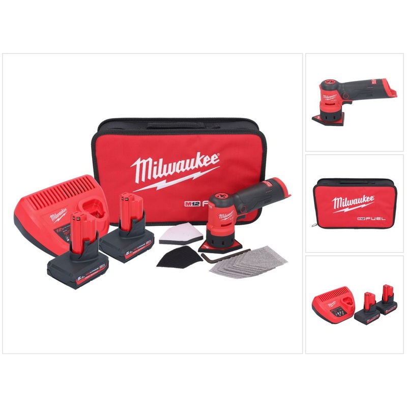Amoladora puntual a batera Milwaukee M12 FDSS-502B 12 V 88,8 x 63,5 mm + 2x bateras 5,0 Ah + cargador