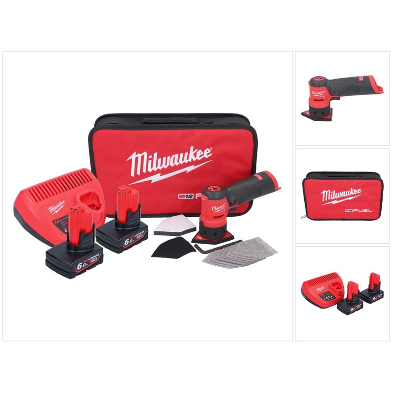 Amoladora puntual a batera Milwaukee M12 FDSS-602B 12 V 88,8 x 63,5 mm + 2x bateras 6,0 Ah + cargador