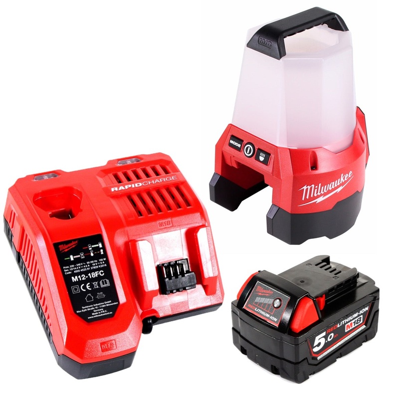 Foco de construccin a batera Milwaukee M18 TAL-501C Lmpara de 18 V + 1x batera 5,0 Ah + cargador
