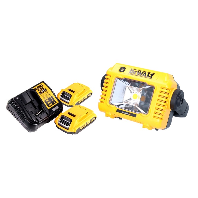 Foco de trabajo LED a batera DeWalt DCL 077 D2 12 V 18 V 2000 lm IP54 + 2x bateras 2,0 Ah + cargador