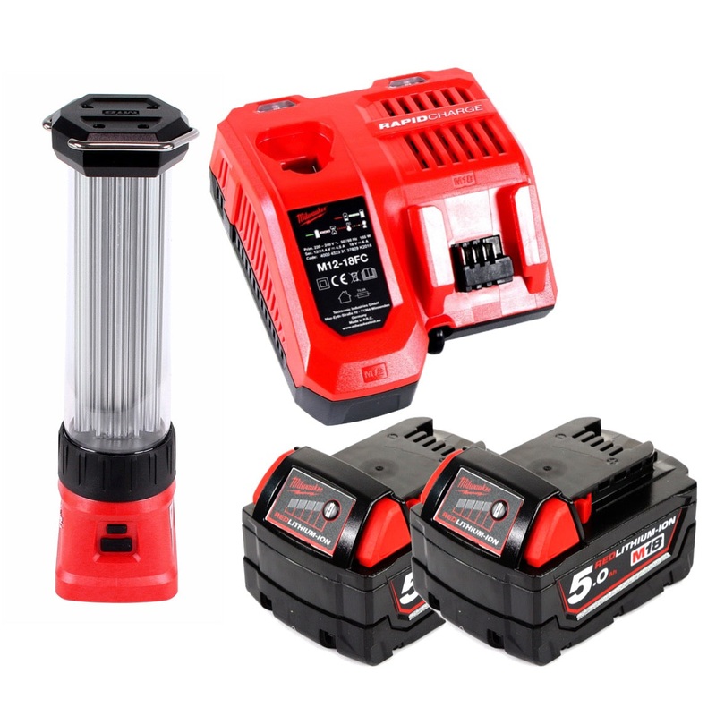 Linterna con batera Milwaukee M18 LL-502C LED 18 V Li-Ion + 2 bateras de 5,0 Ah + cargador