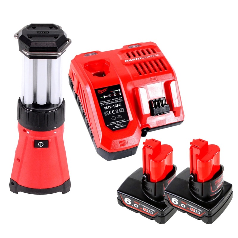 Linterna LED con batera Milwaukee M12 LL-602C 12 V Li-Ion + 2 bateras de 6,0 Ah + cargador