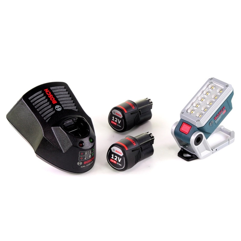Lmpara de batera Bosch GLI 12V-330 DeciLED + 2 bateras de 2,5 Ah + cargador