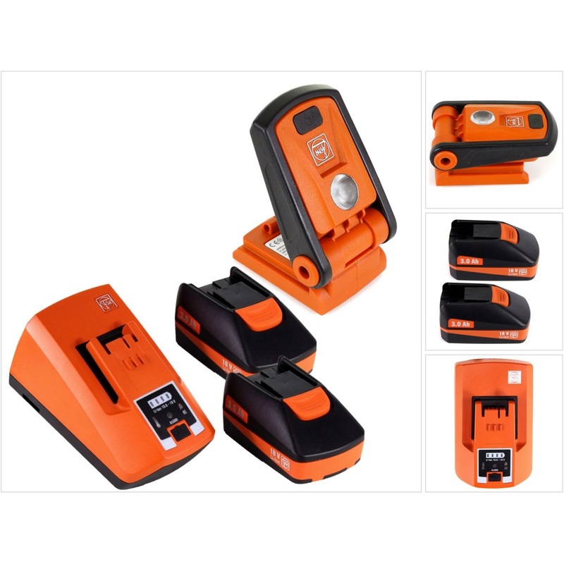 Lmpara de batera FEIN ALED 12 12-18V LED + 2x batera 3.0Ah 18V Li-Ion + cargador rpido 18V