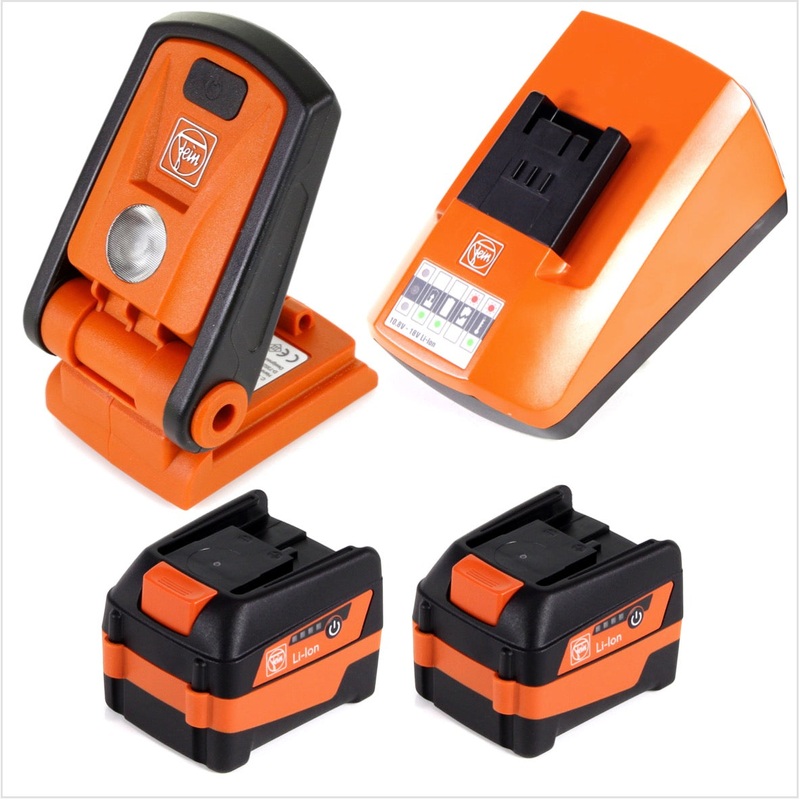 Lmpara LED FEIN ALED 12 bateras 12-18V + 2x batera 6.0Ah 12V + cargador rpido ALG 50