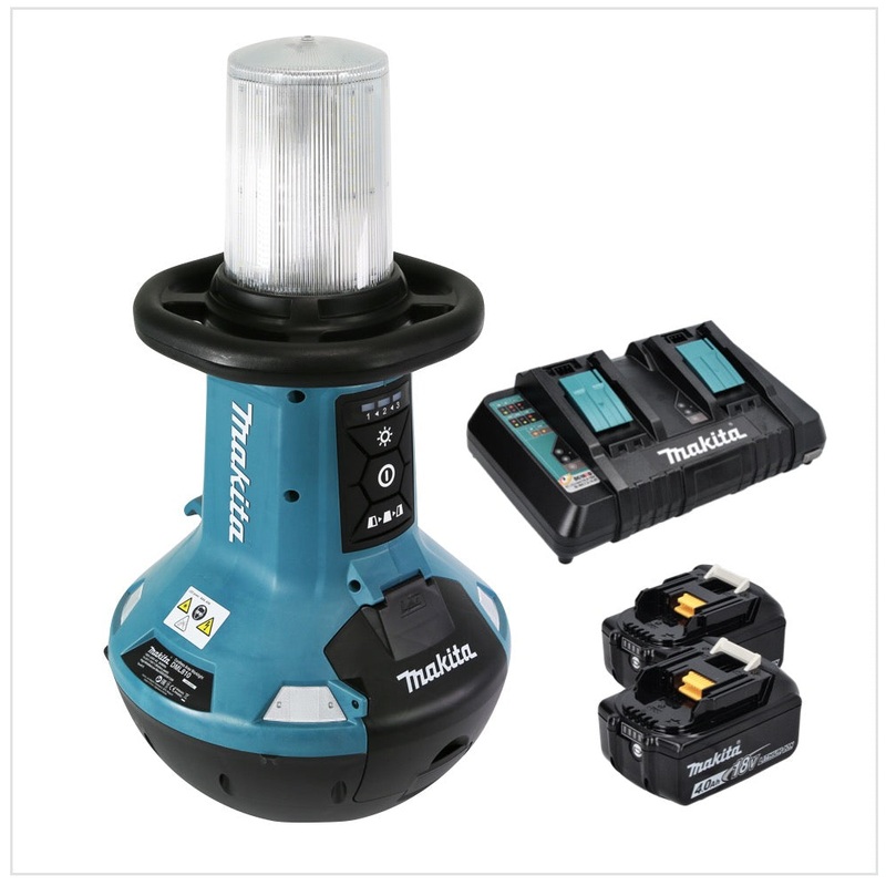 Luz de rea LED con batera Makita DML 810 PM 18 / 36 V (2 x 18 V) 5500 lm IP54 + 2x bateras 4,0 Ah + cargador doble