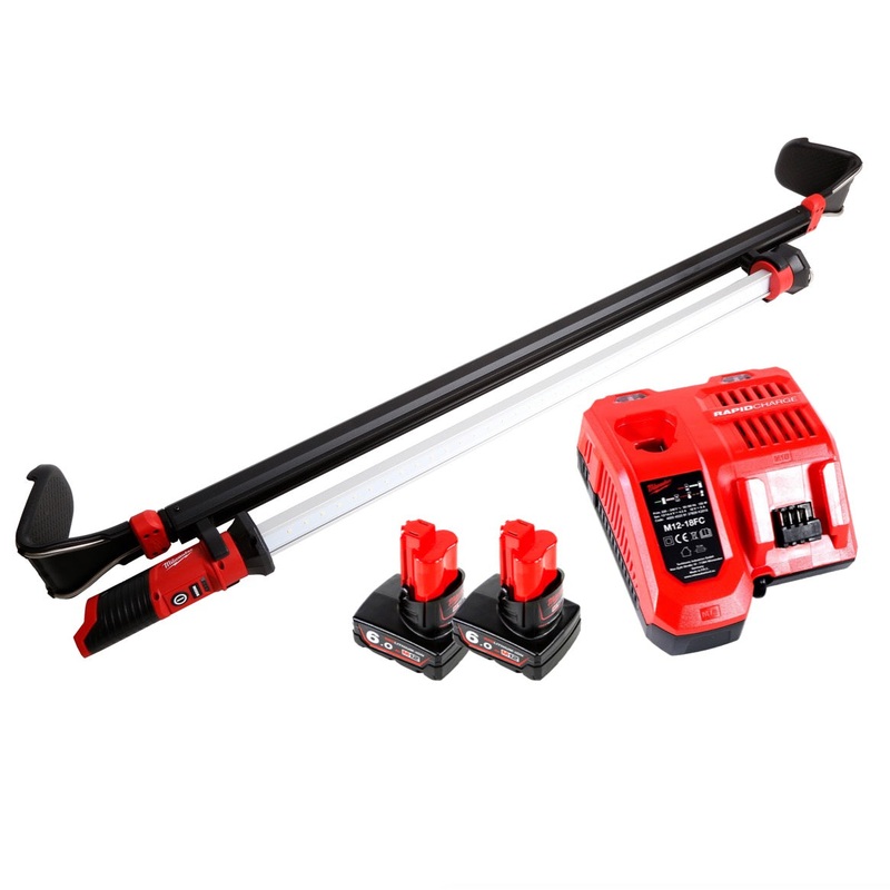 Milwaukee M12 UHL-602C Luz LED para cap con batera 12 V Li-Ion + 2 bateras de 6,0 Ah + cargador