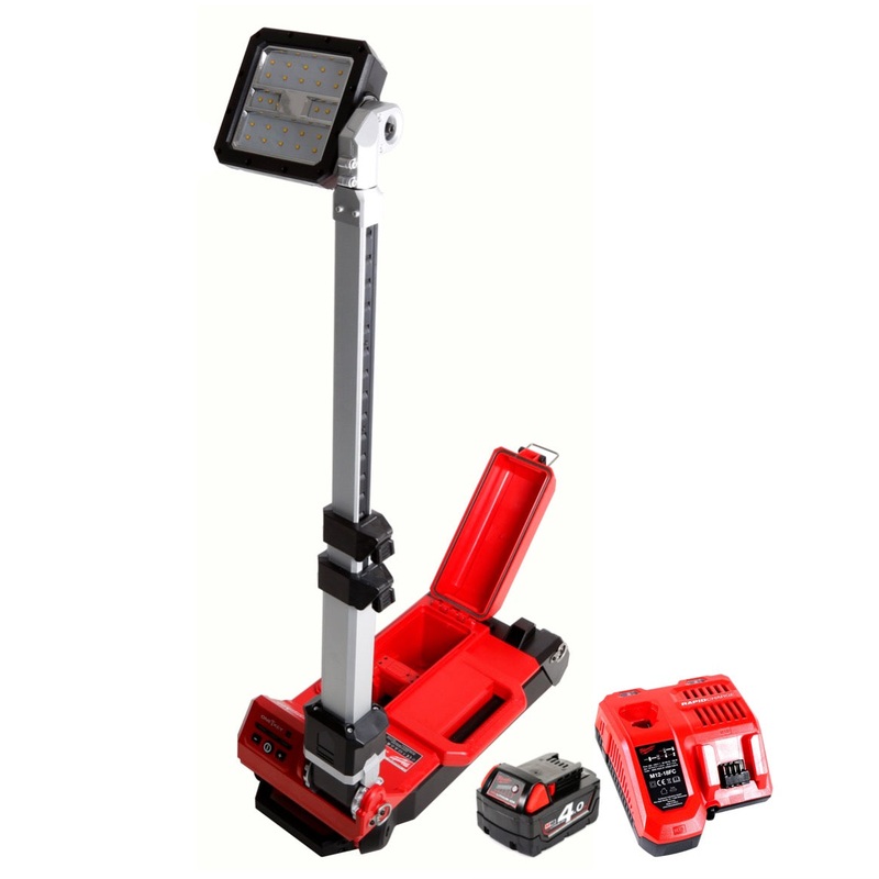 Milwaukee M18 ONERSAL-401C ONE-KEY Foco LED de construccin a batera 18 V Li-Ion + 1 batera de 4,0 Ah + cargador